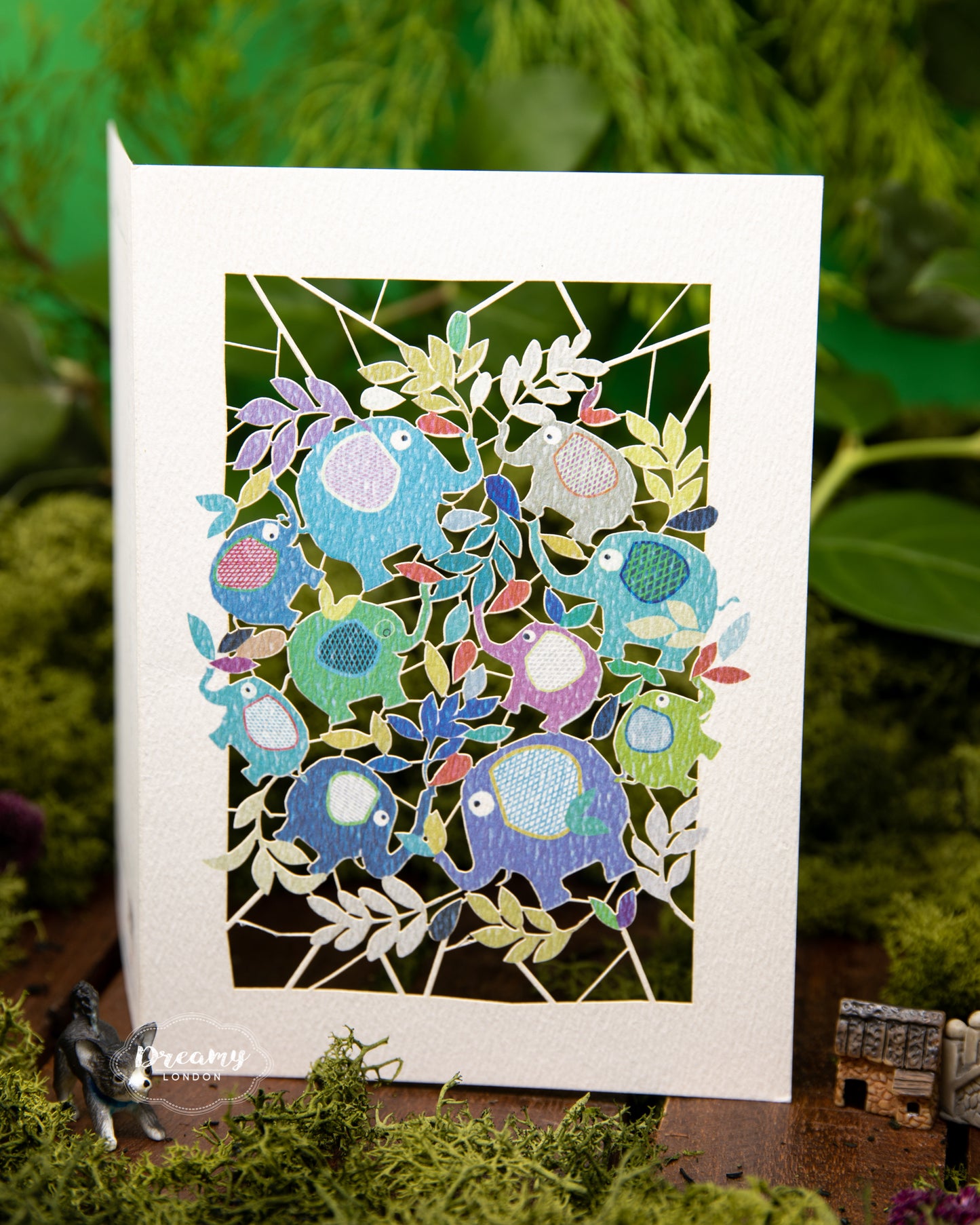 Elephants Laser-cut Blank Greeting Card for Kids, Birthday Greeting Card - dreamylondon