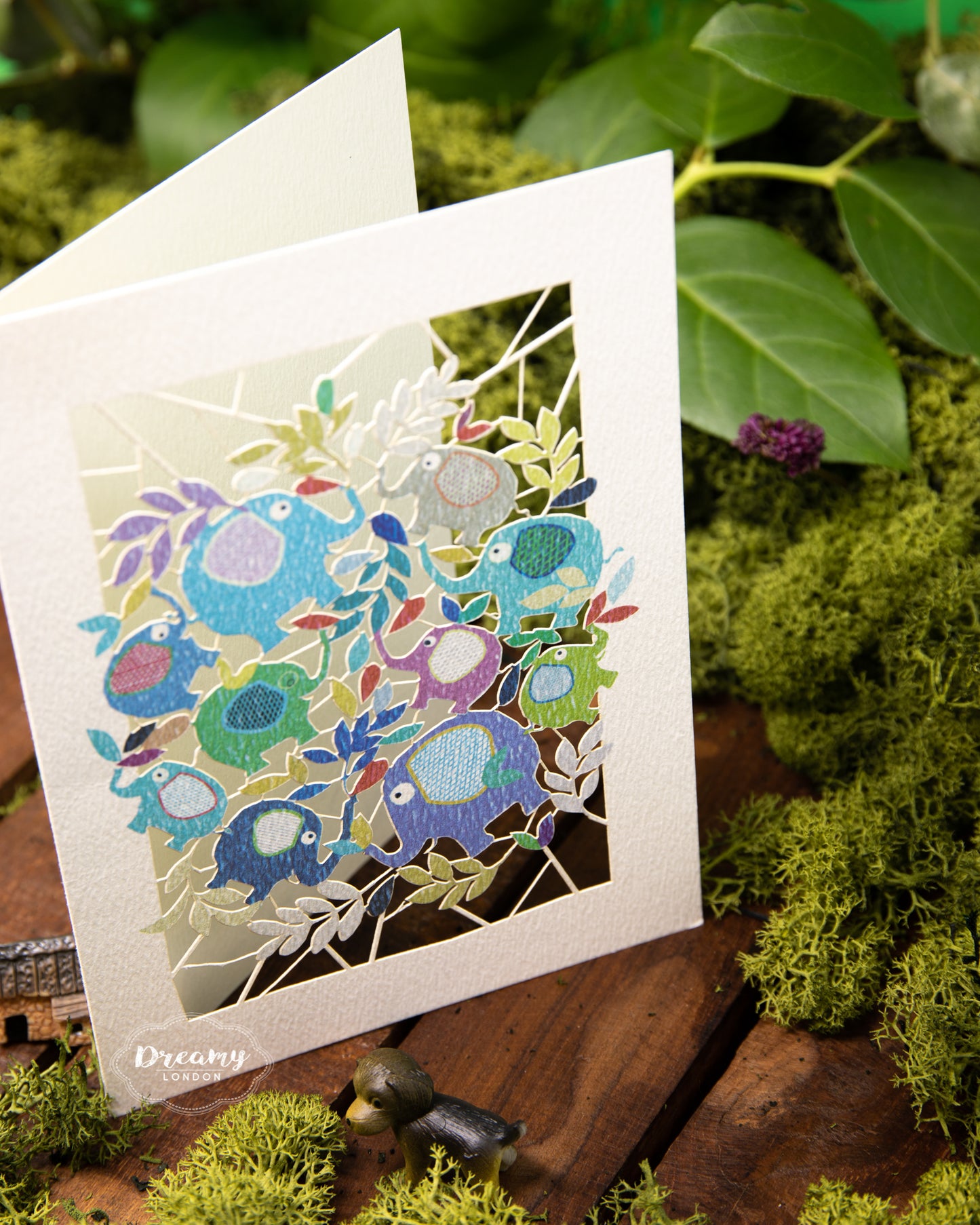 Elephants Laser-cut Blank Greeting Card for Kids, Birthday Greeting Card - dreamylondon