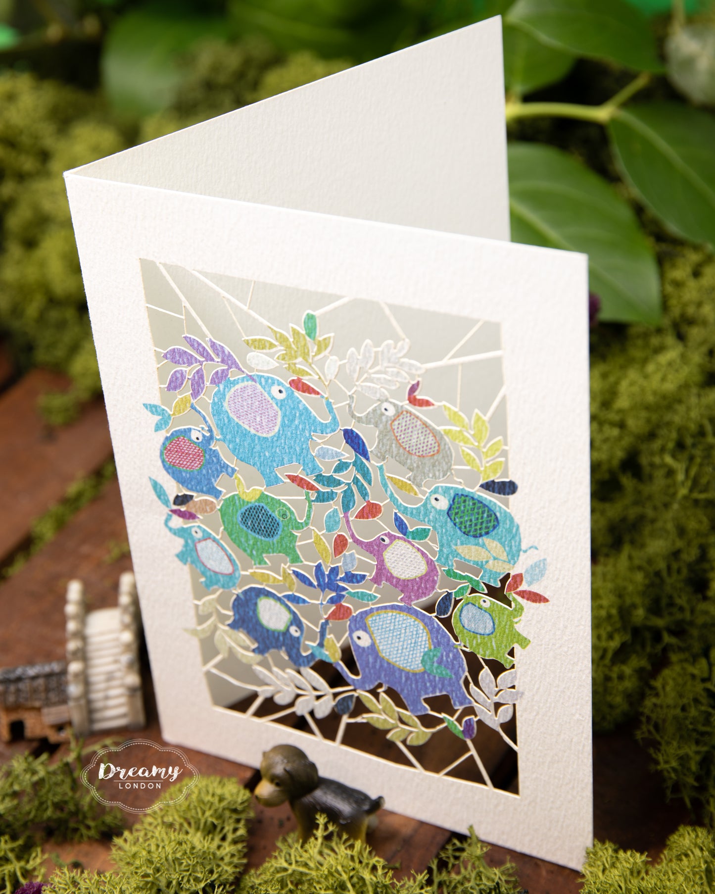 Elephants Laser-cut Blank Greeting Card for Kids, Birthday Greeting Card - dreamylondon