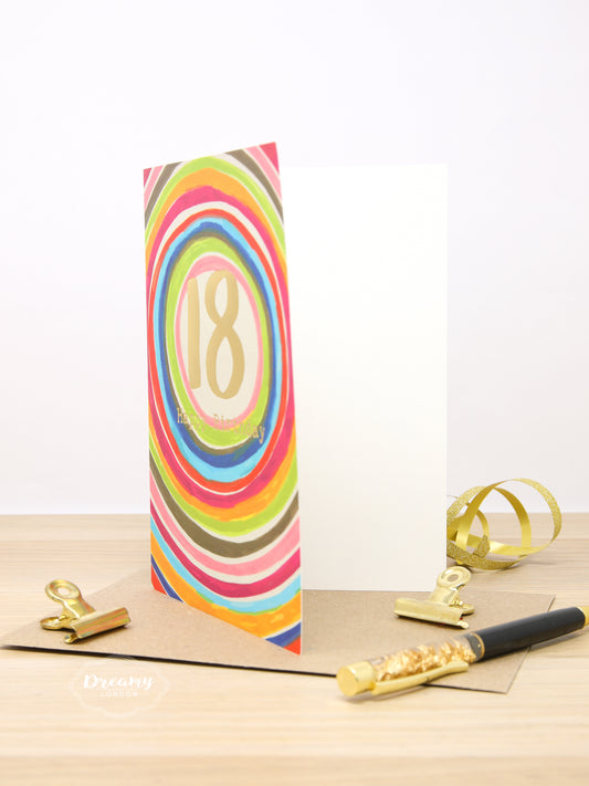 18th Rainbow Birthday Card