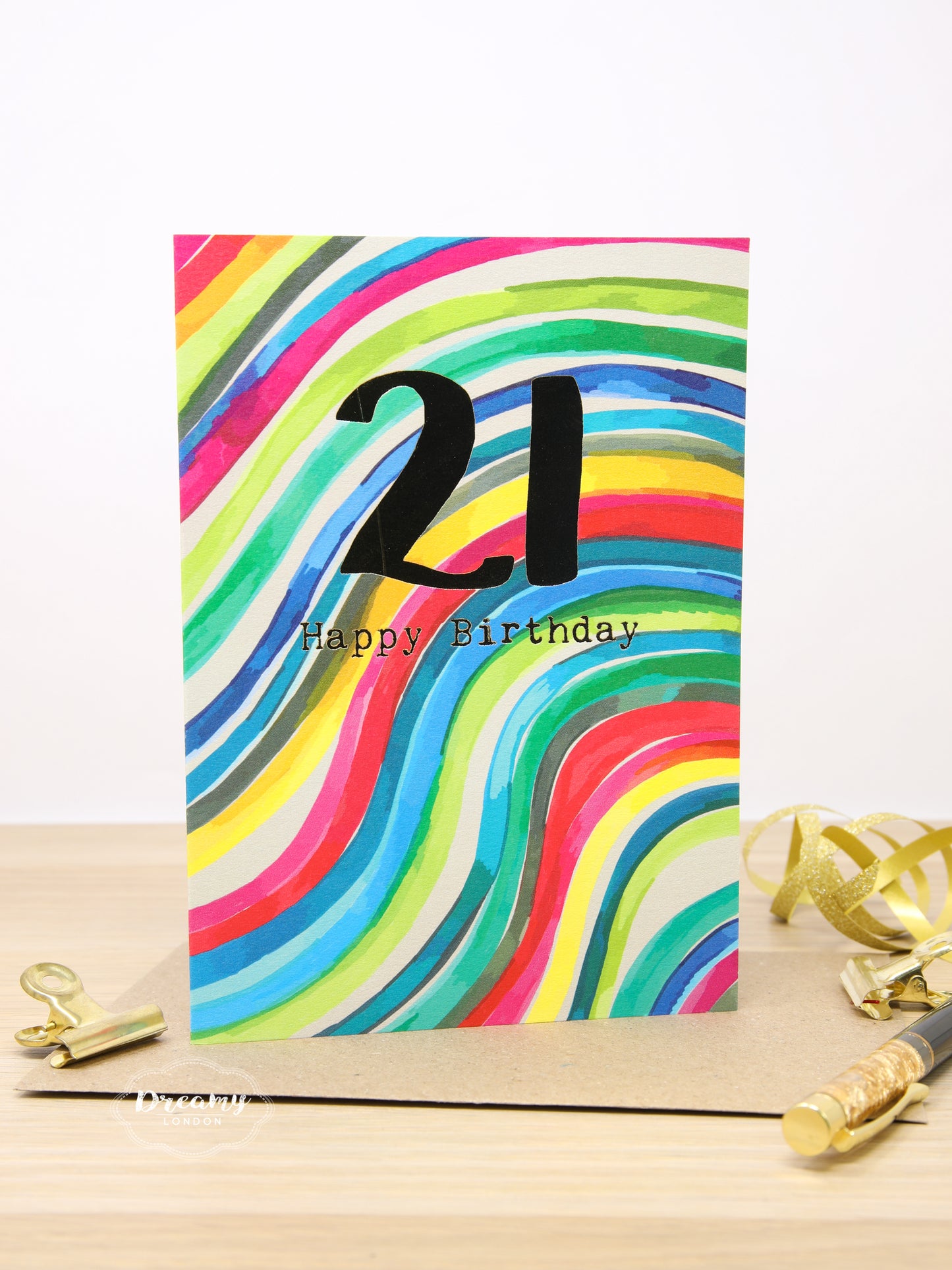 21st Rainbow Birthday Card