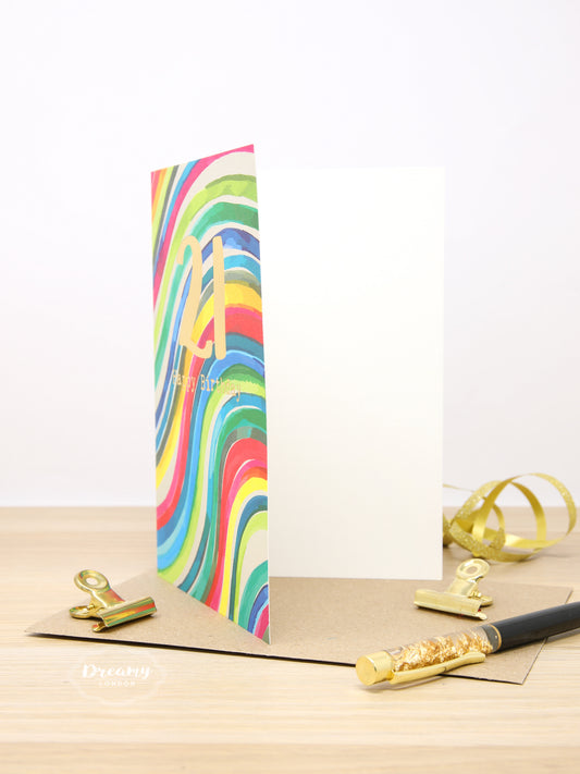 21st Rainbow Birthday Card
