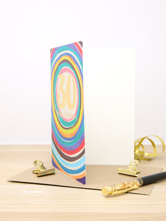 30th Rainbow Birthday Card