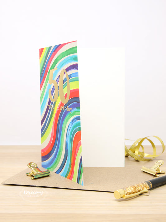 50th Rainbow Birthday Card