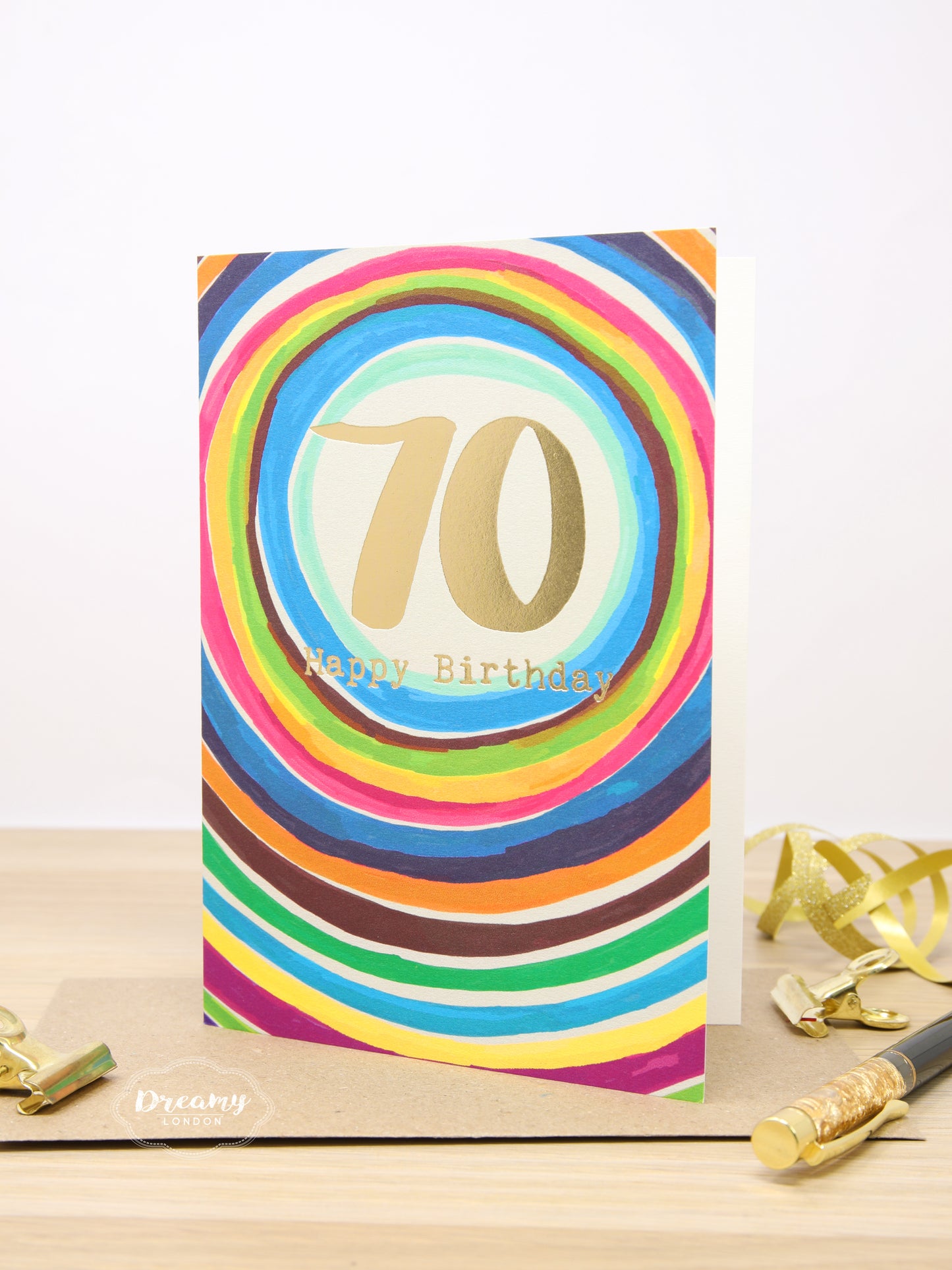 70th Rainbow Birthday Card