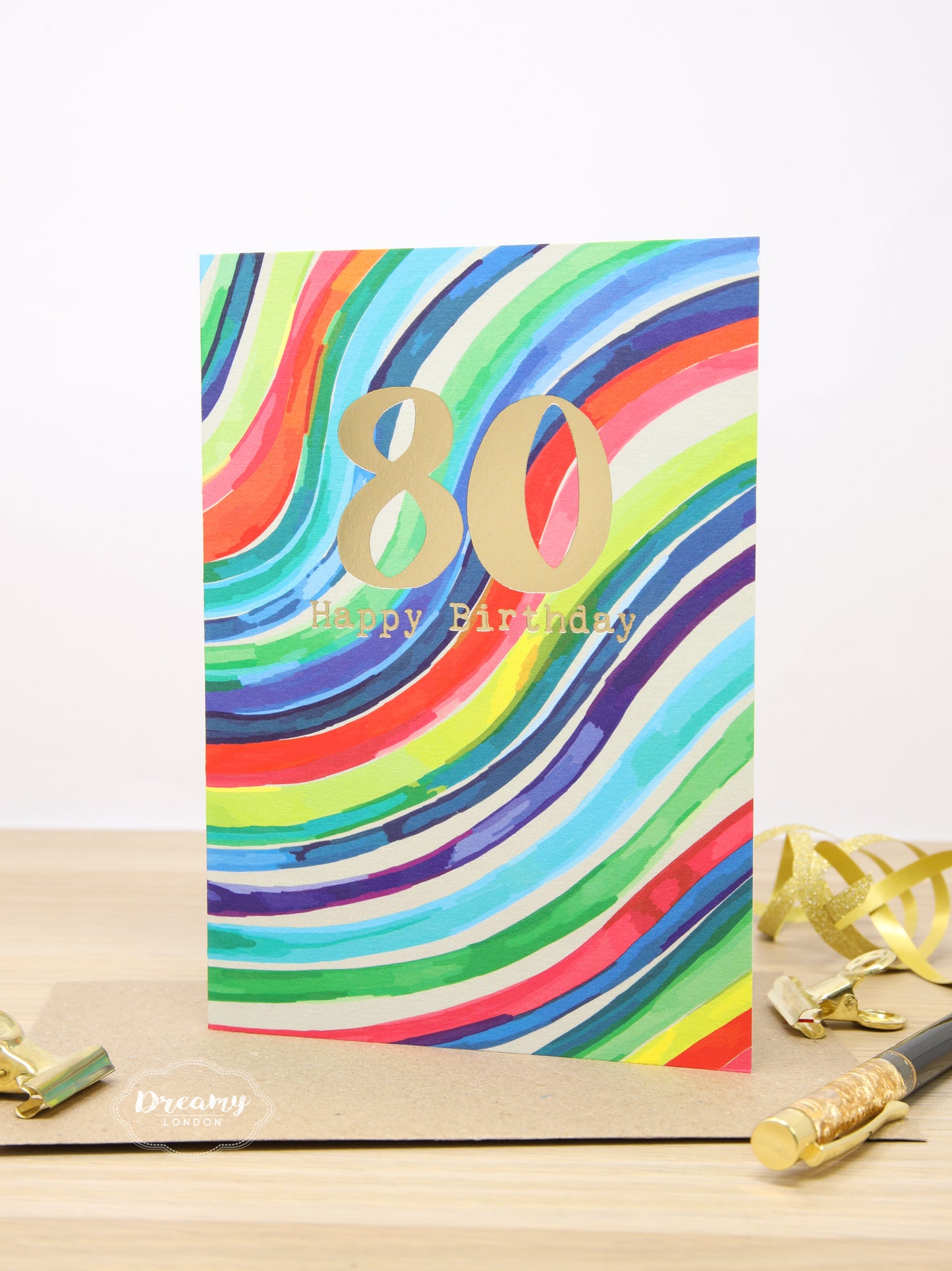 80th Rainbow Birthday Card