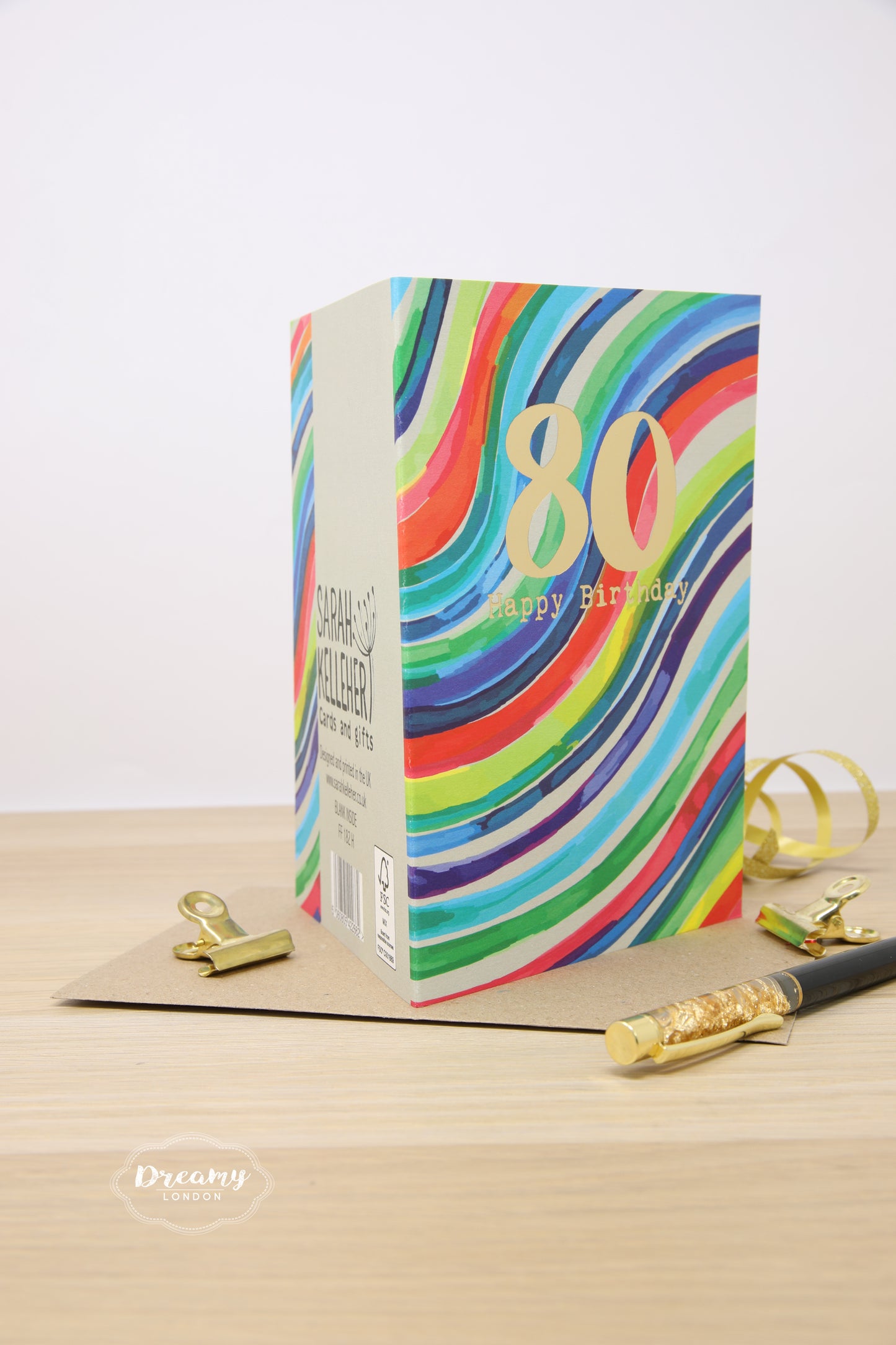 80th Rainbow Birthday Card