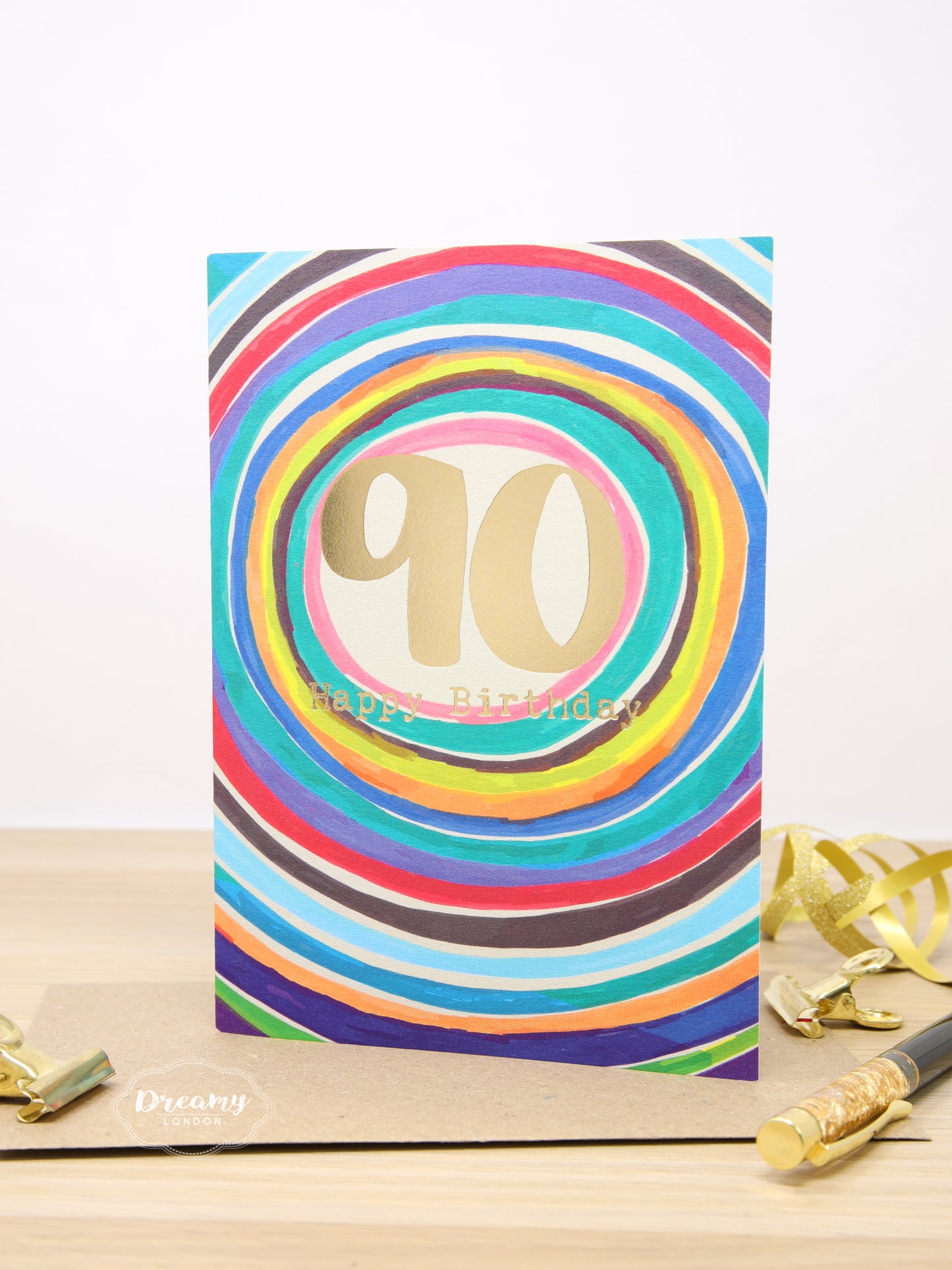 90th Rainbow Birthday Card