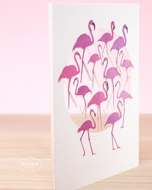 Flamingos Greeting Card, Tickled Pink Greeting Card - Made in England - Dreamy London