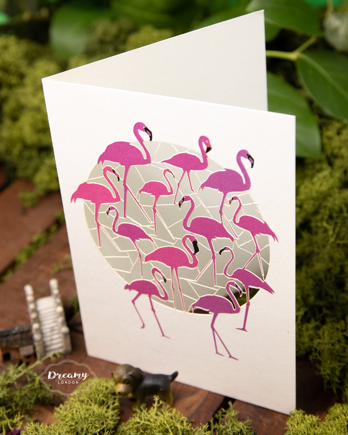 Flamingos Greeting Card, Tickled Pink Greeting Card - Made in England - Dreamy London