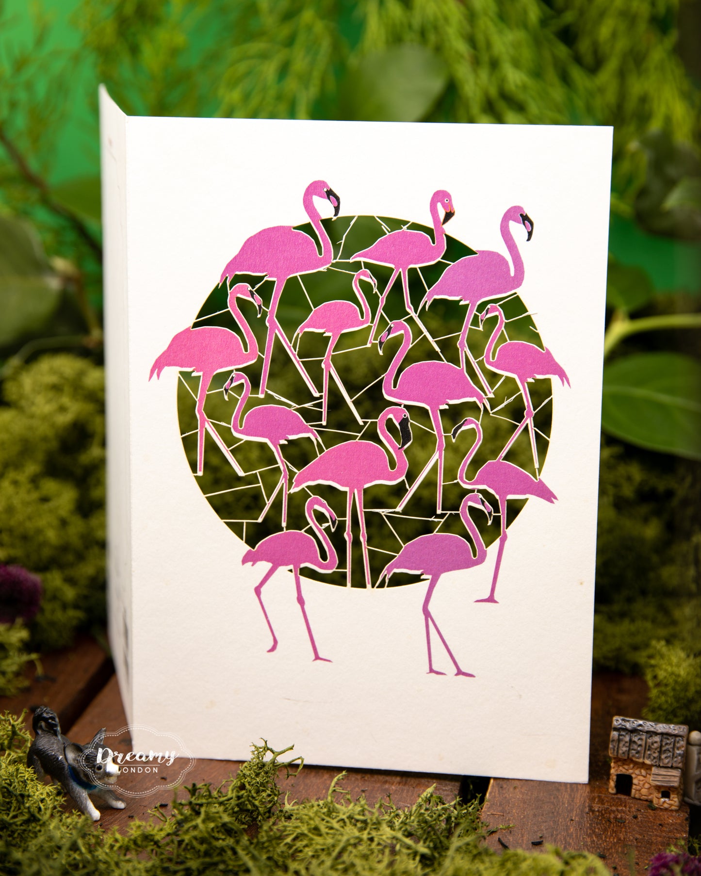 Flamingos Greeting Card, Tickled Pink Greeting Card - Made in England - Dreamy London