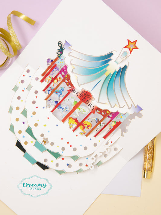 Carousel Kids Pop up Birthday Card