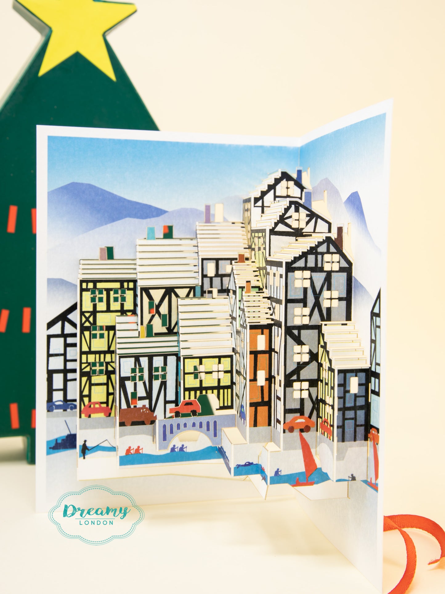 Tudor Houses Pop up Christmas Card