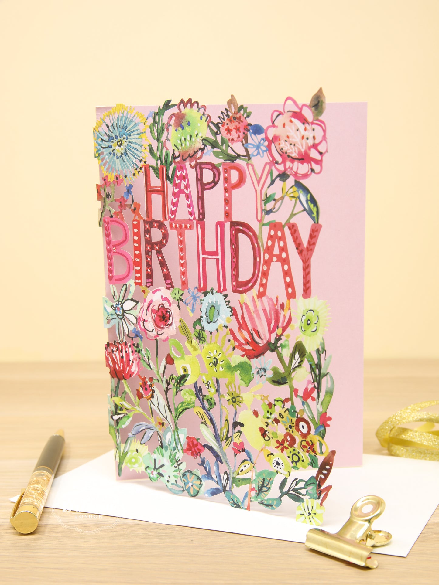 Floral Happy Birthday Lasercut Card