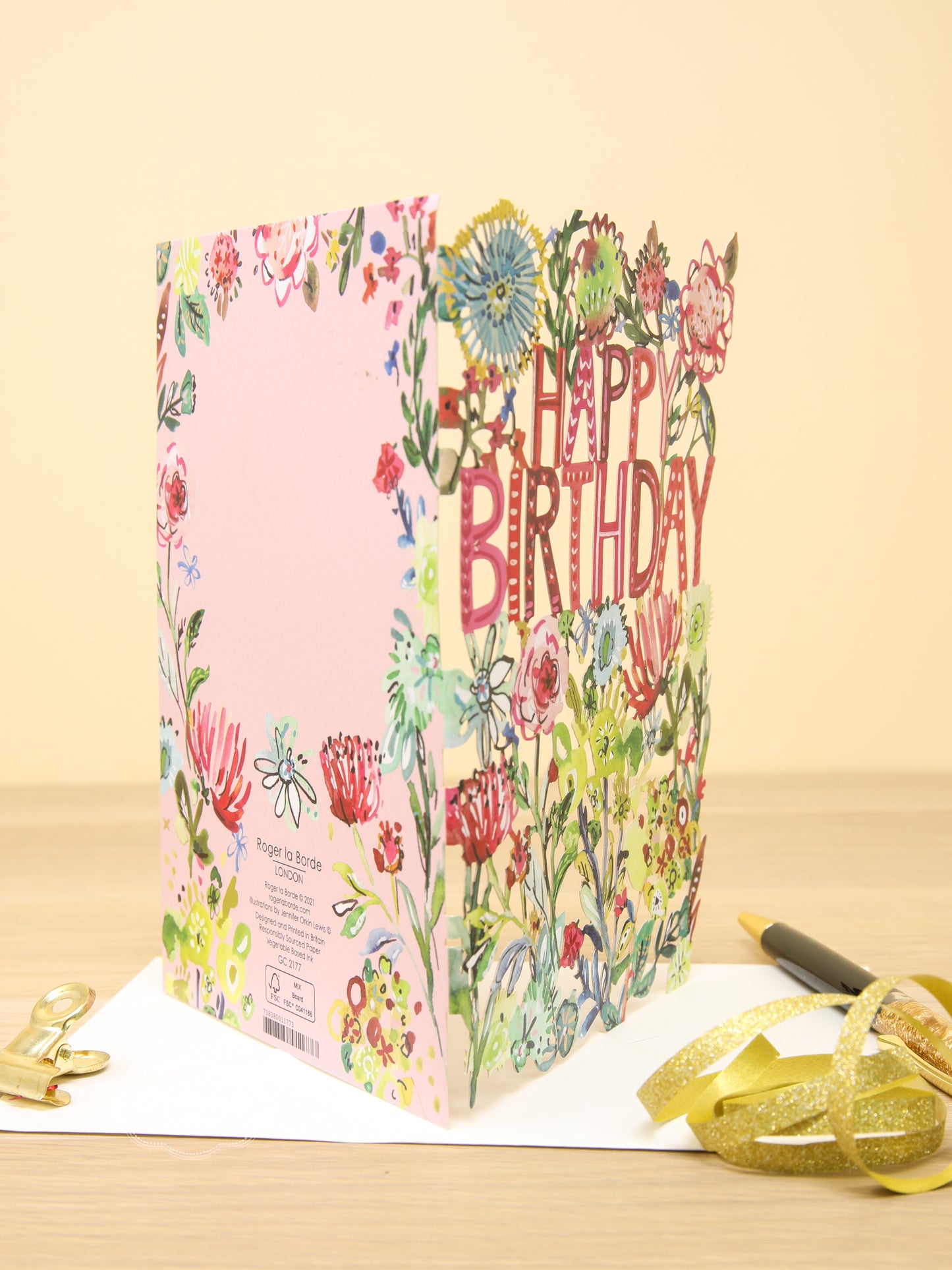 Floral Happy Birthday Lasercut Card