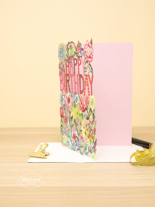 Floral Happy Birthday Lasercut Card