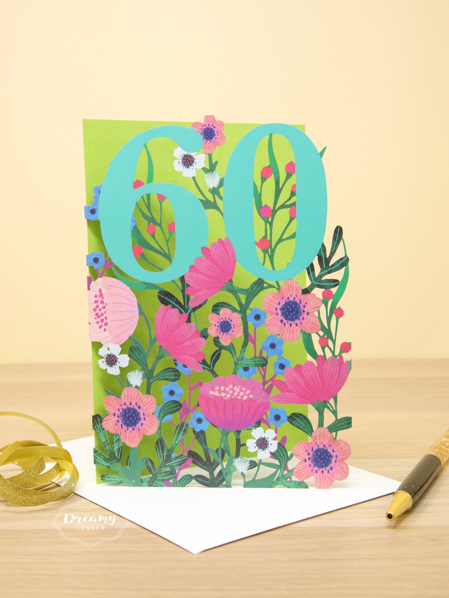 Floral Lasercut 60th Birthday Card