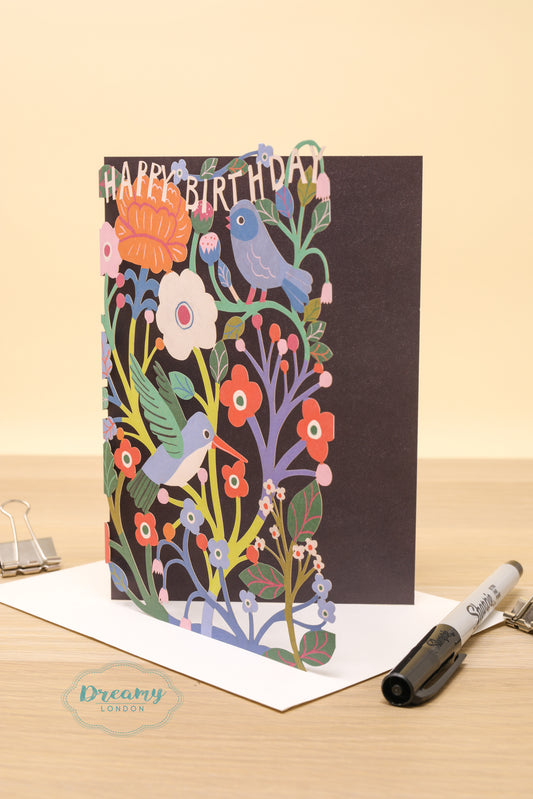 Bluebirds Lasercut Birthday Card