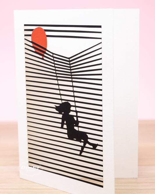 Girl on the Swing greeting card - dreamylondon