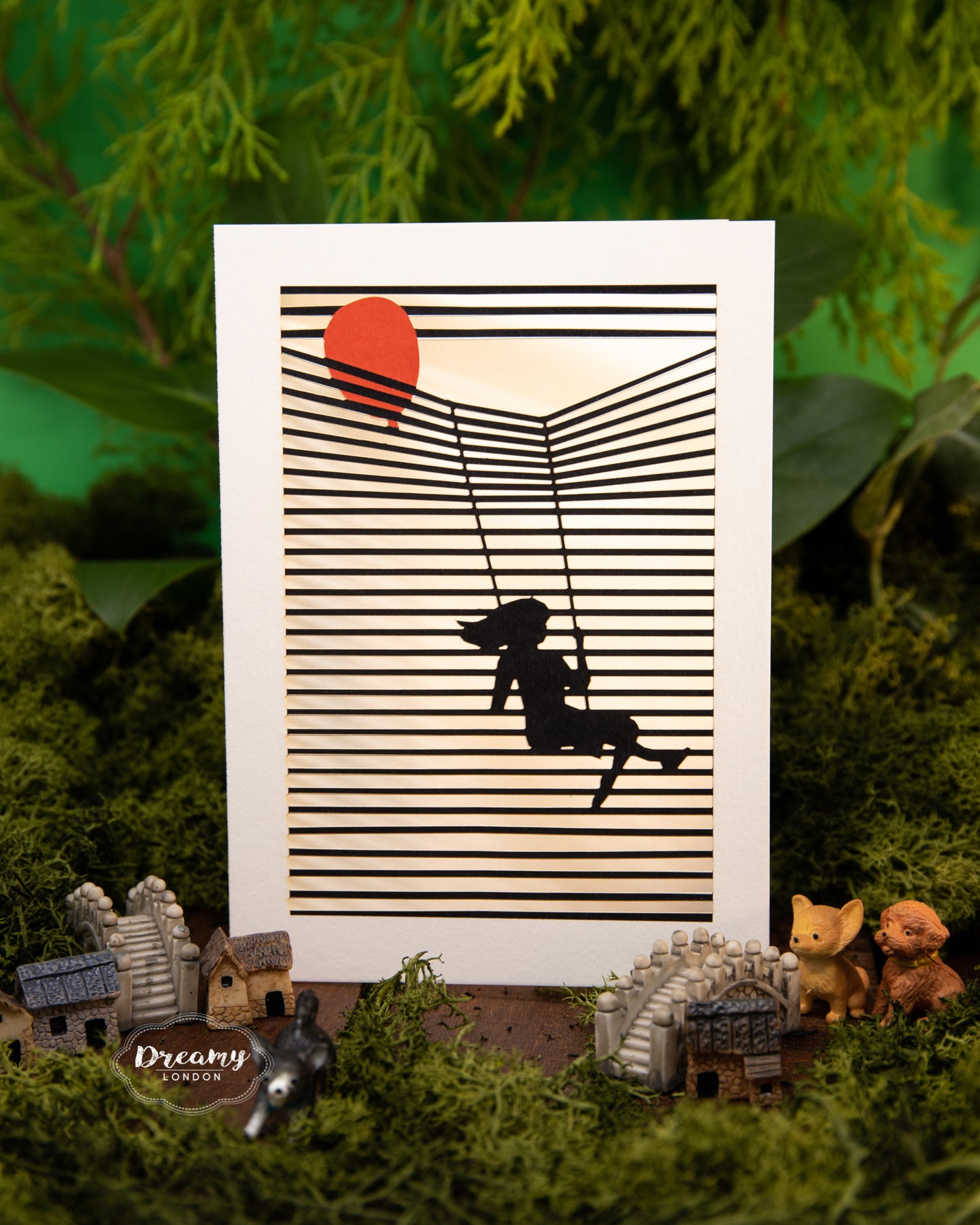 Girl on the Swing greeting card - dreamylondon