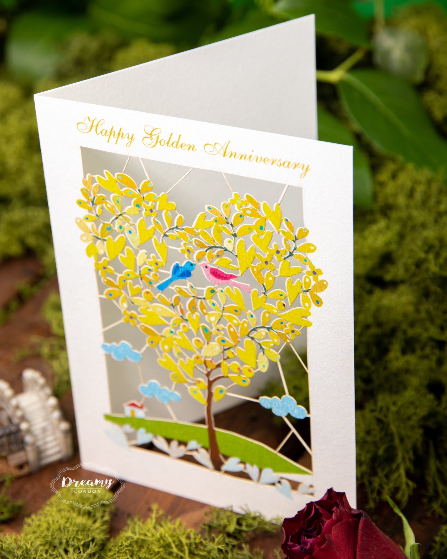 Golden Anniversary Love Birds Card - dreamylondon