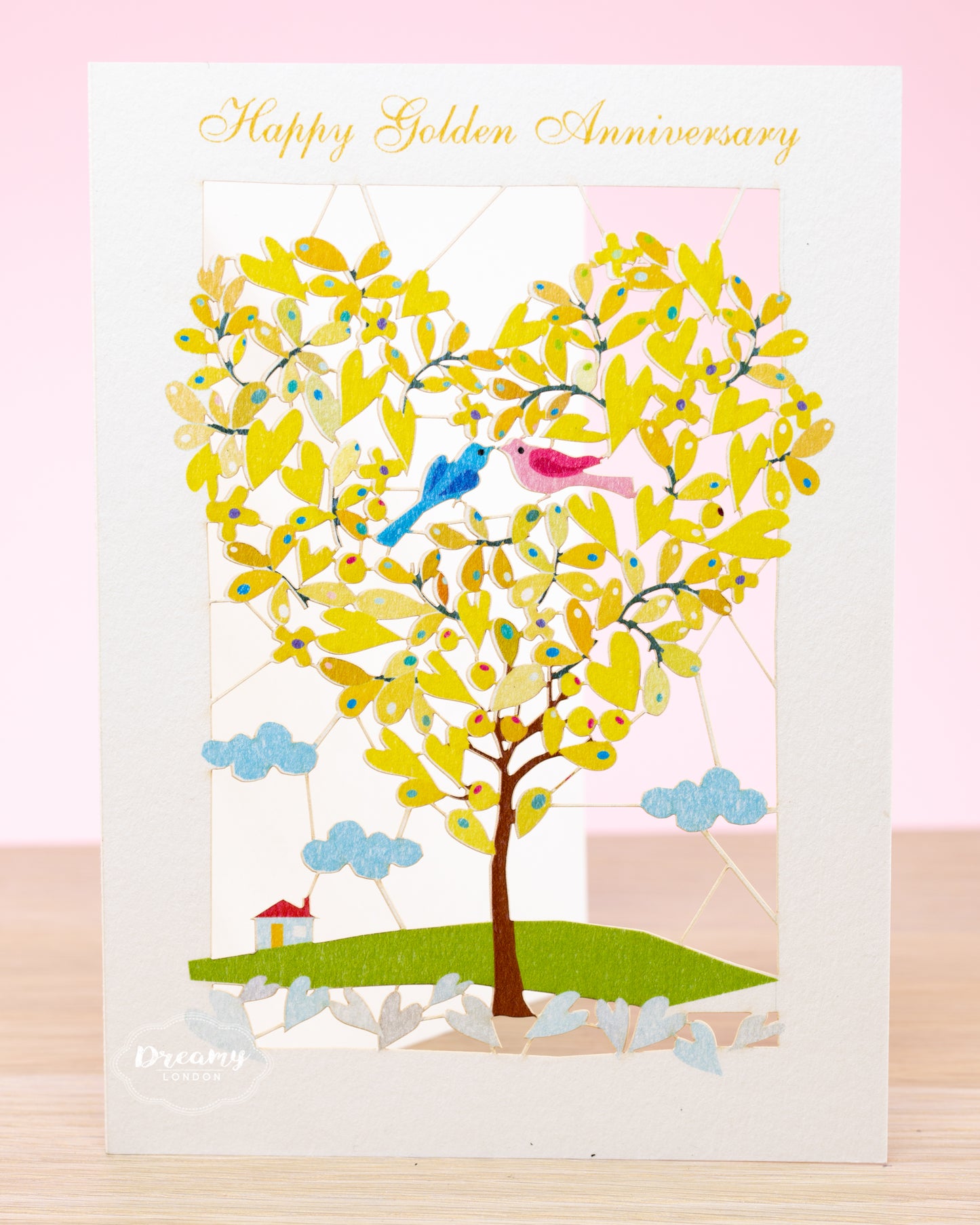 Golden Anniversary Love Birds Card - dreamylondon