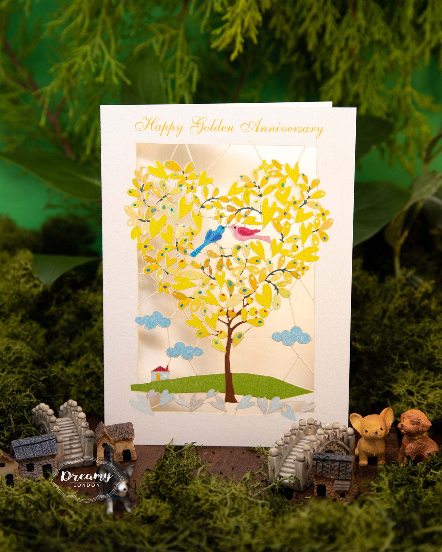 Golden Anniversary Love Birds Card - dreamylondon