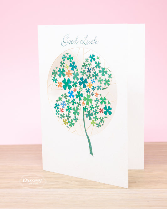 Four-Leaf Clover Good Luck Card - dreamylondon