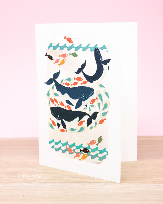 Japanese Whales Greeting Card - dreamylondon