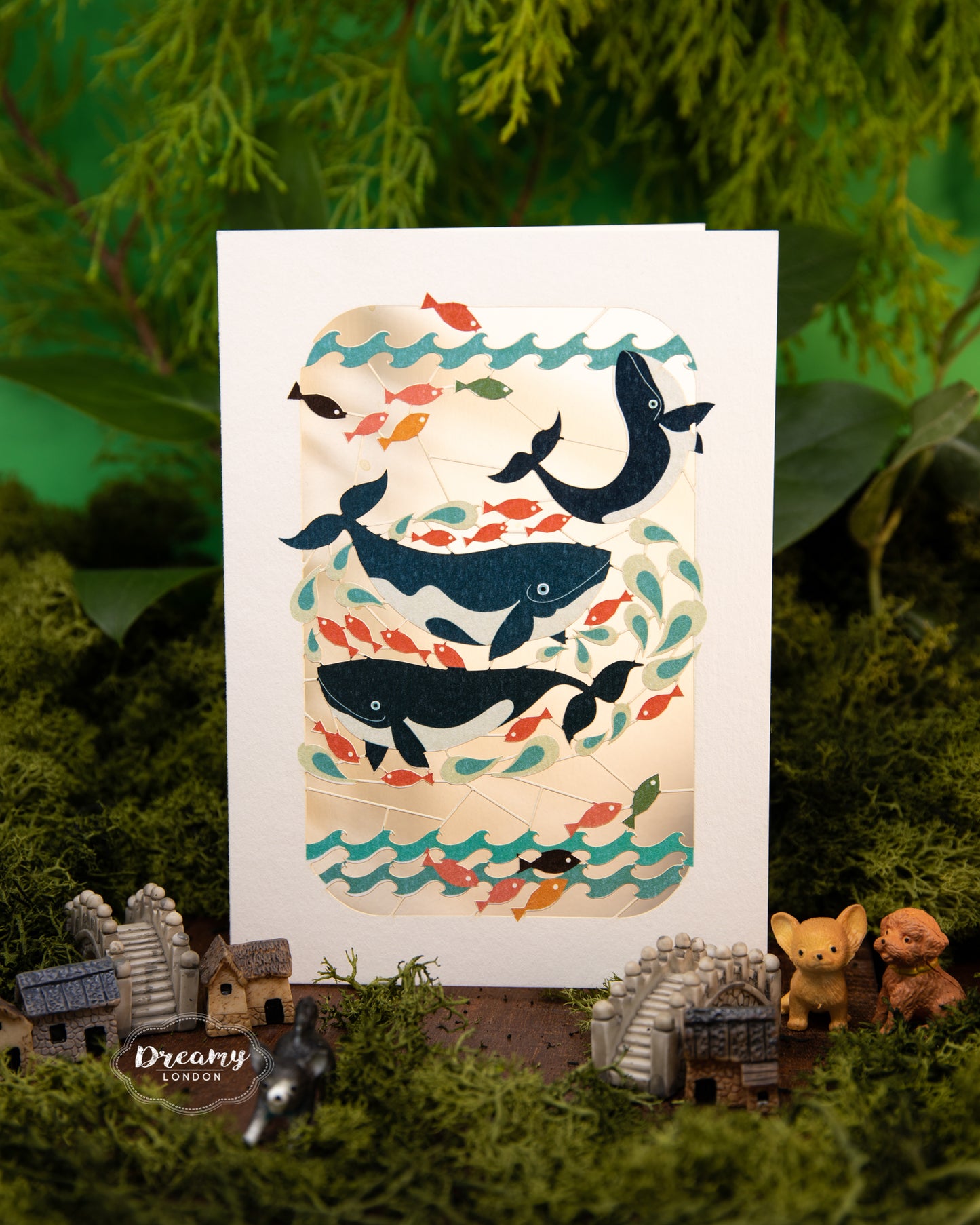 Japanese Whales Greeting Card - dreamylondon