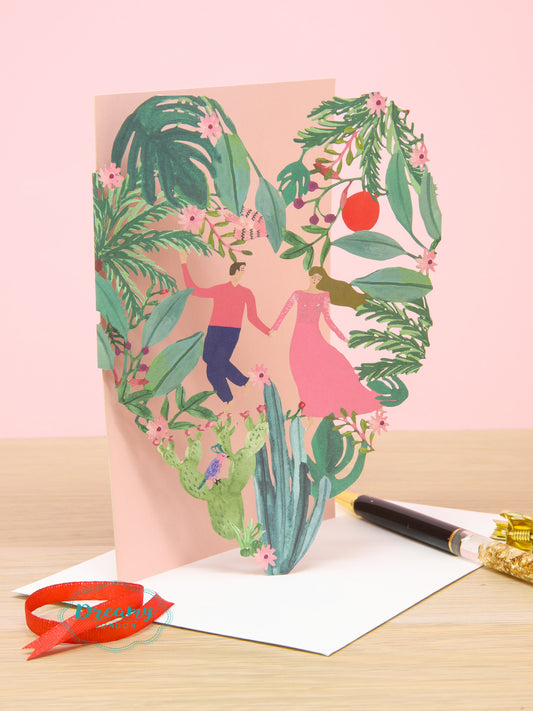 Dancing Couple Heart Garden Love Card