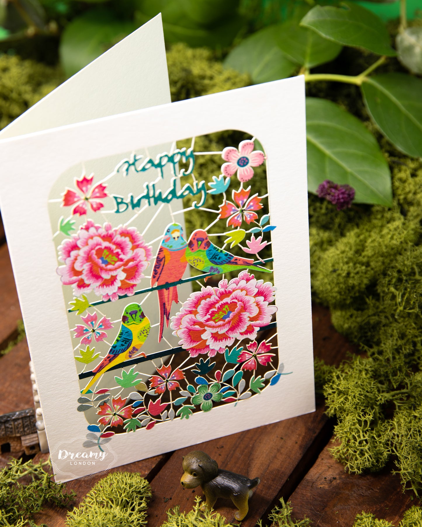 Parrots and Flower Birthday Card - dreamylondon