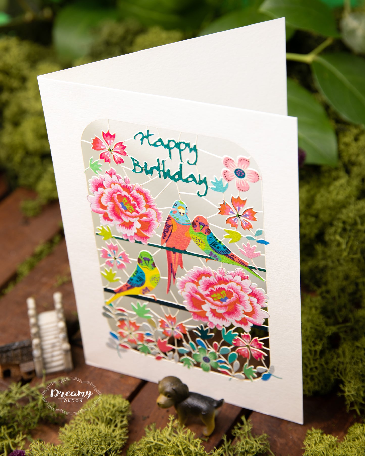 Parrots and Flower Birthday Card - dreamylondon