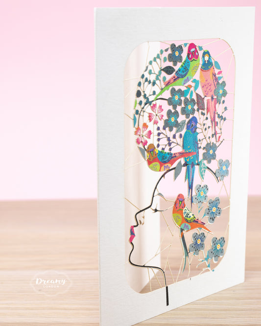 Parrot Lady Greeting Card - dreamylondon