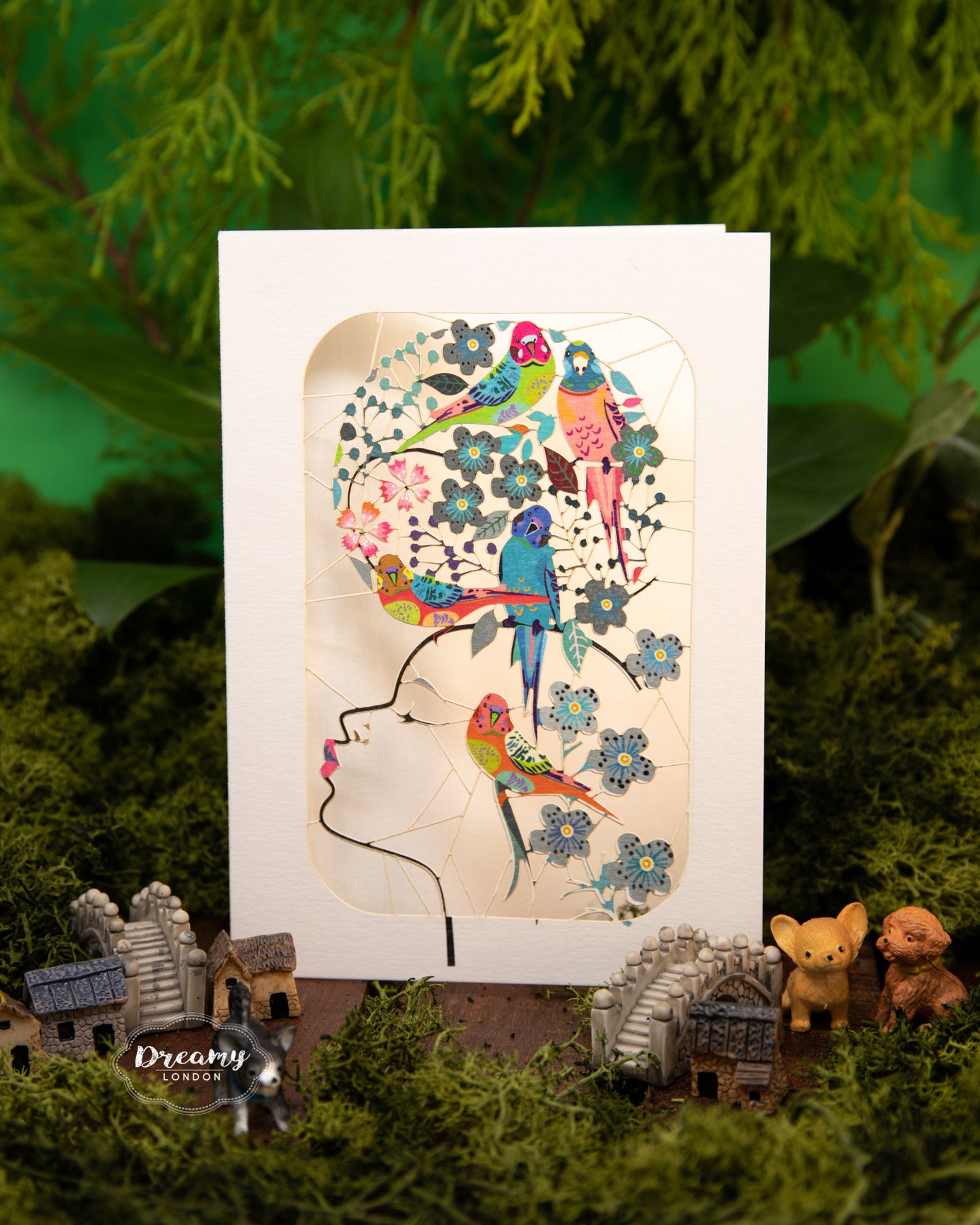 Parrot Lady Greeting Card - dreamylondon