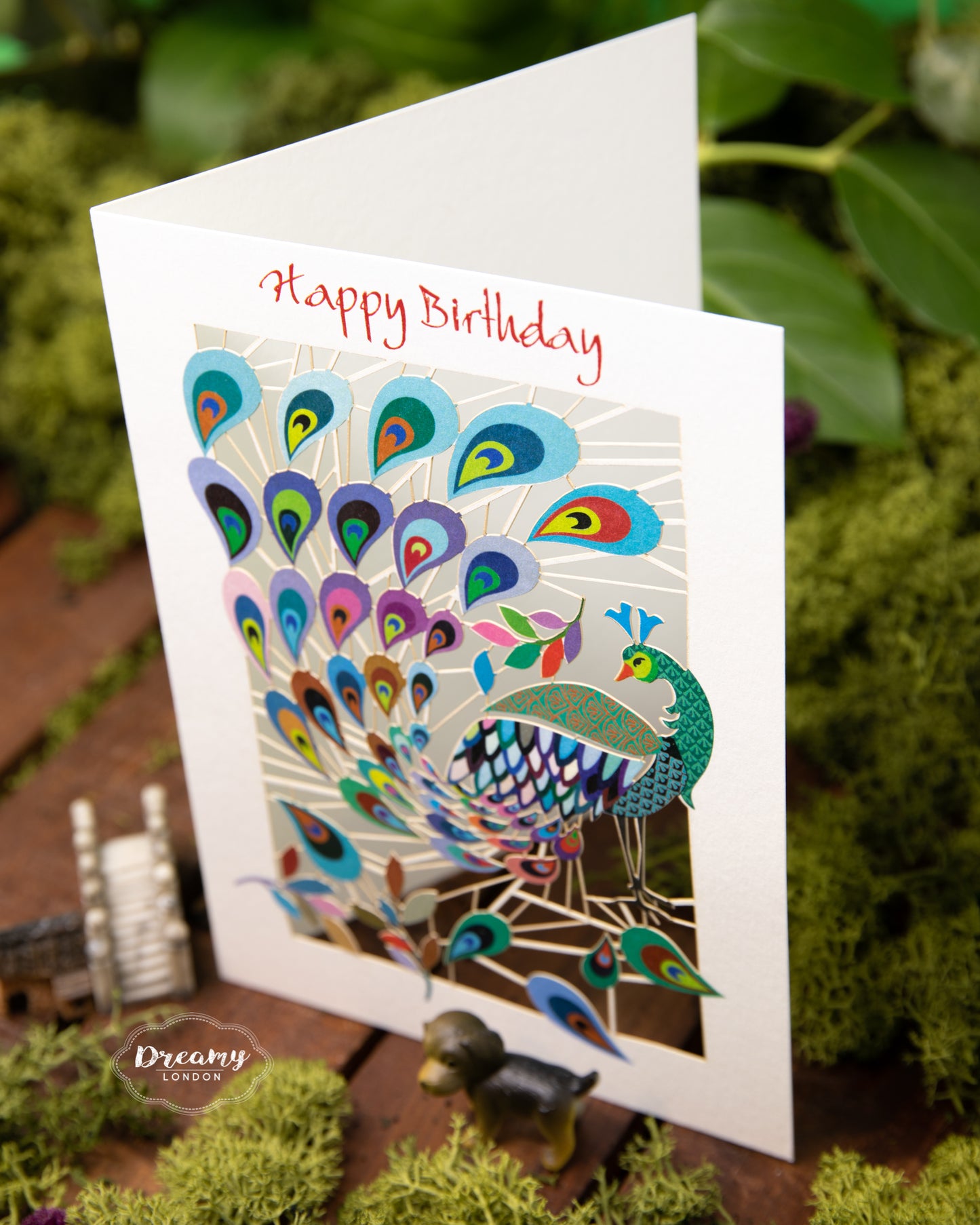 Peacock Birthday card - dreamylondon