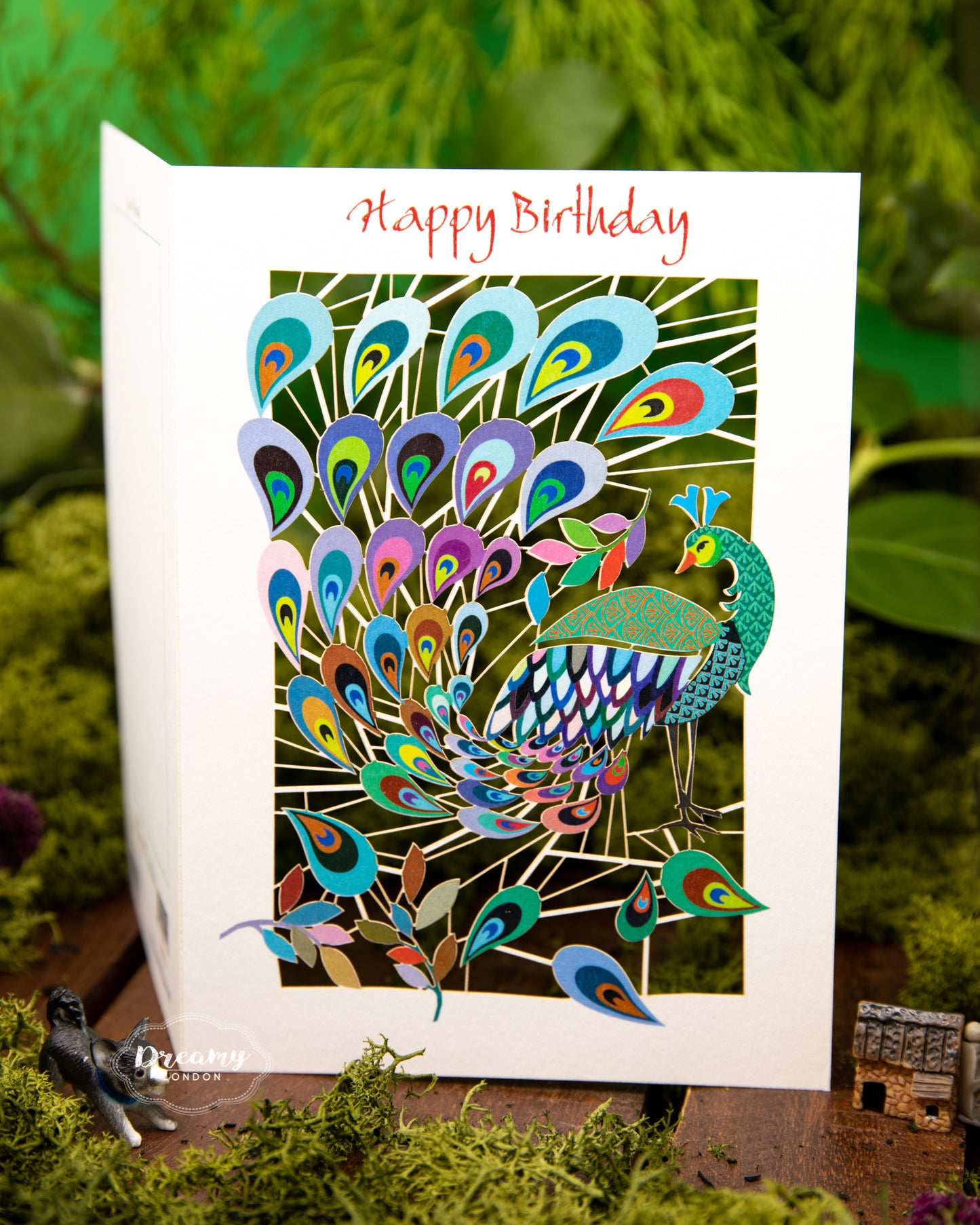 Peacock Birthday card - dreamylondon