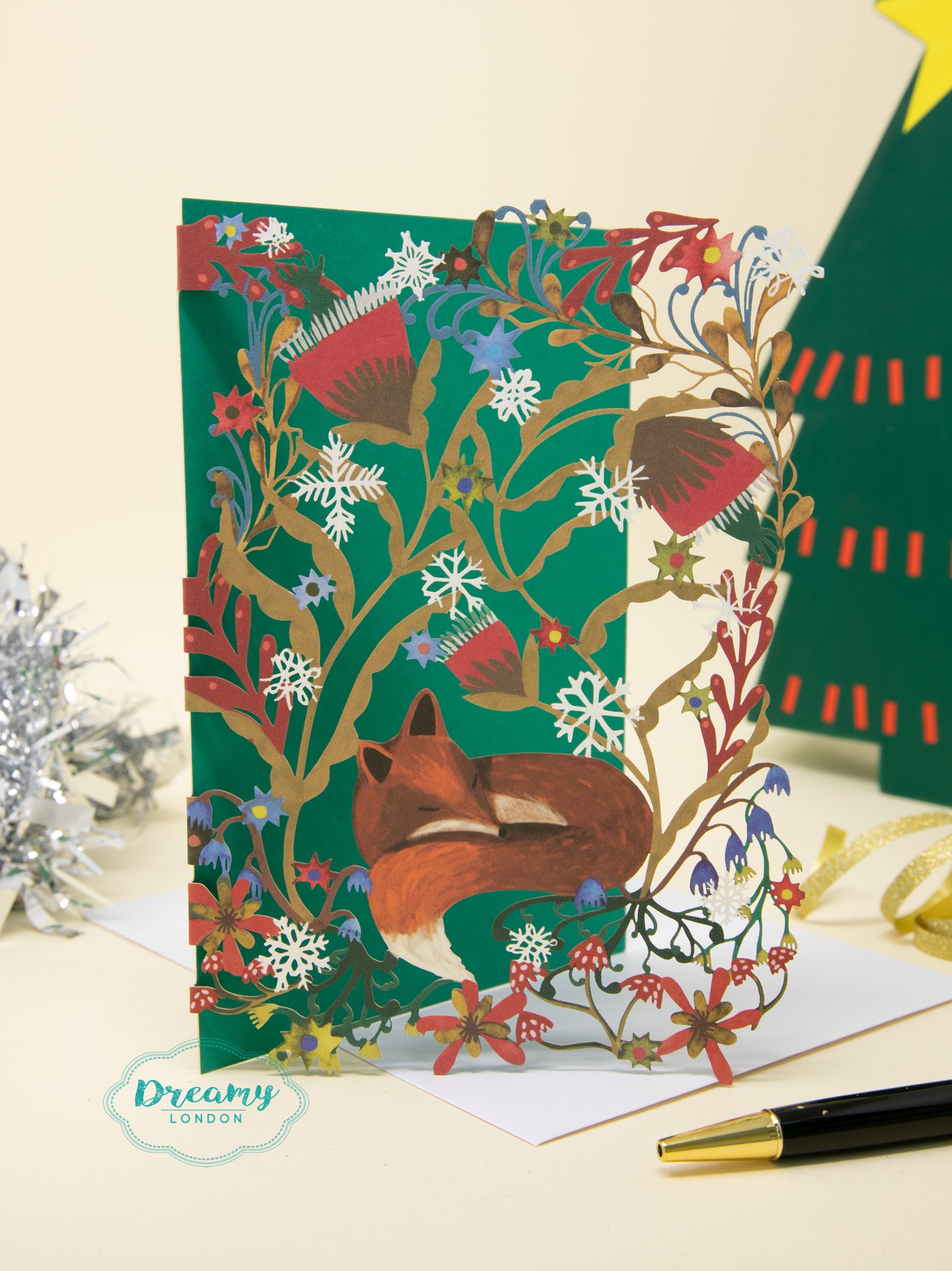 Sleeping Fox Laser Cut Christmas Card