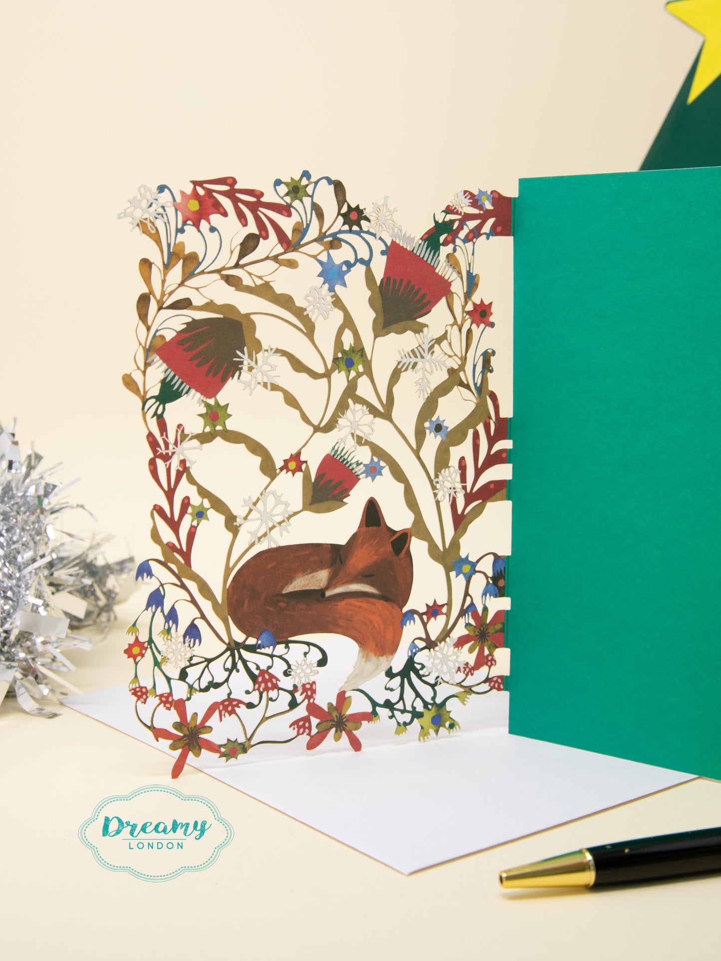 Sleeping Fox Laser Cut Christmas Card