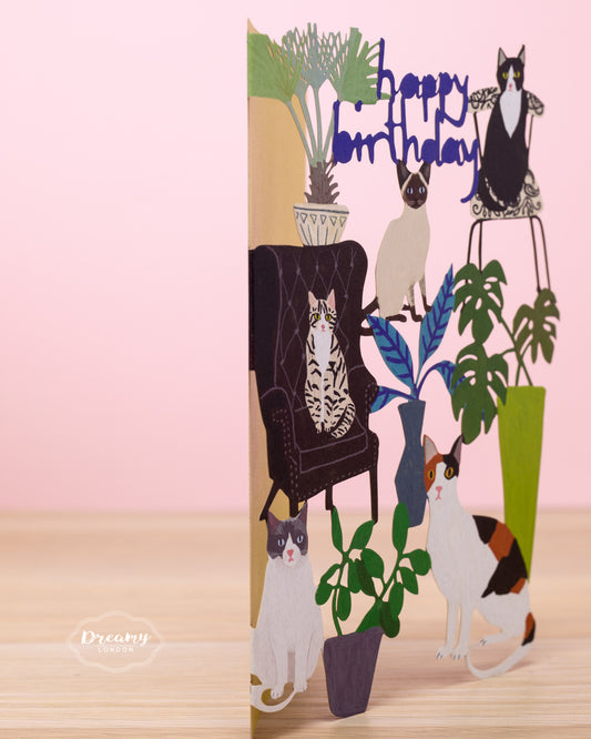 Cats Party Birthday Card - dreamylondon