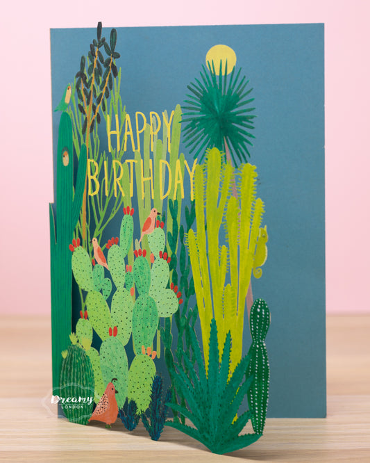 Cactus and Moon Birthday Card - dreamylondon