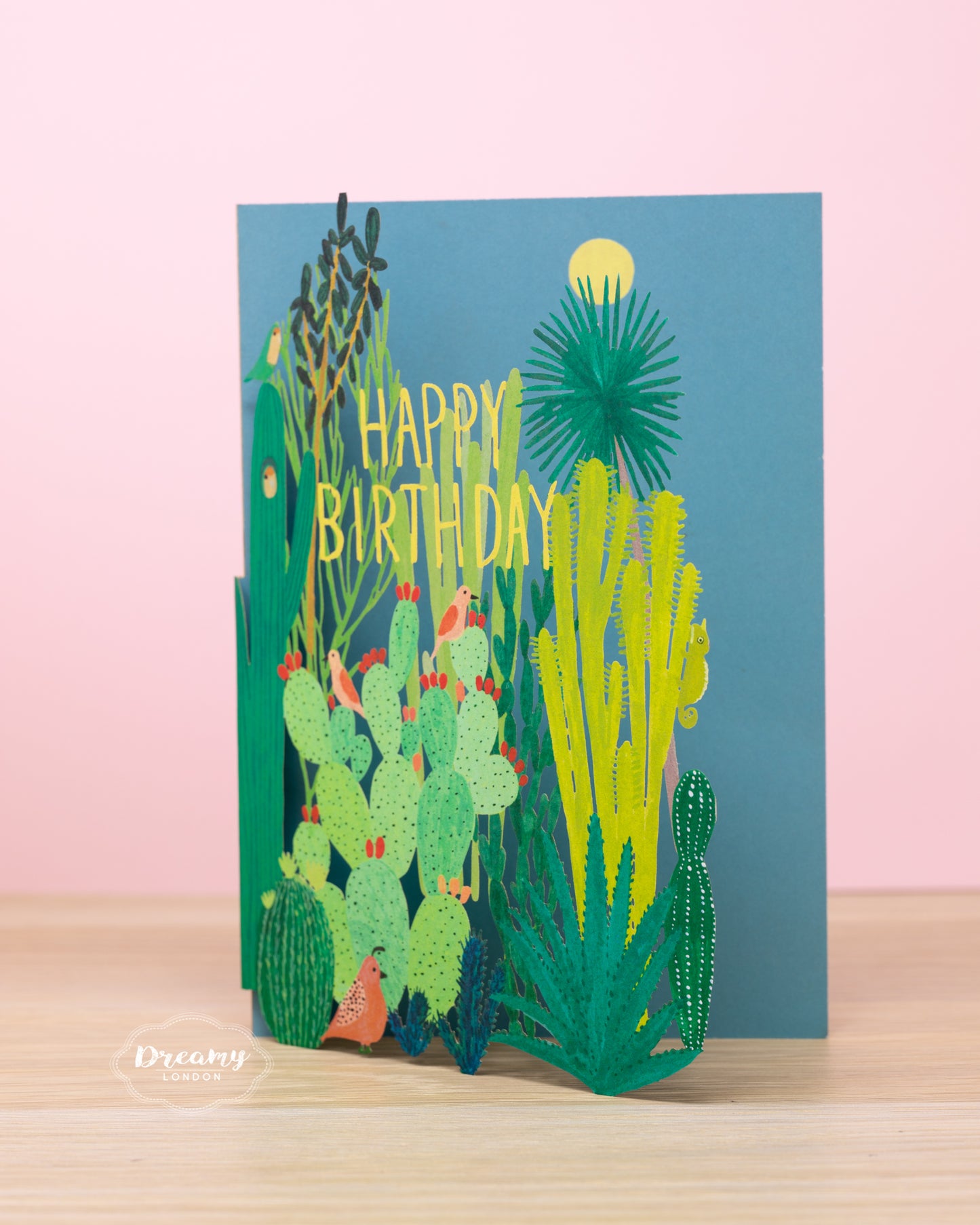 Cactus and Moon Birthday Card - dreamylondon