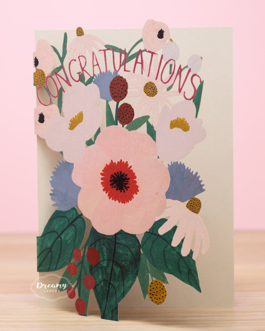 Congratulations Bouquet Card - Congratulations Card - dreamylondon