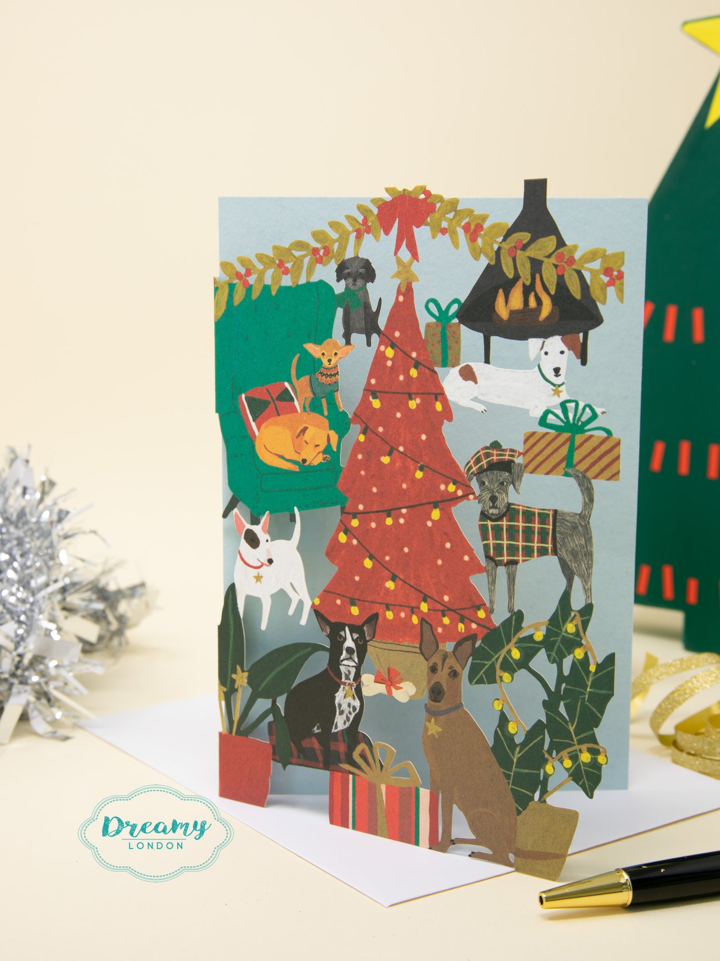 Dogs Party Laser Cut Christmas Card