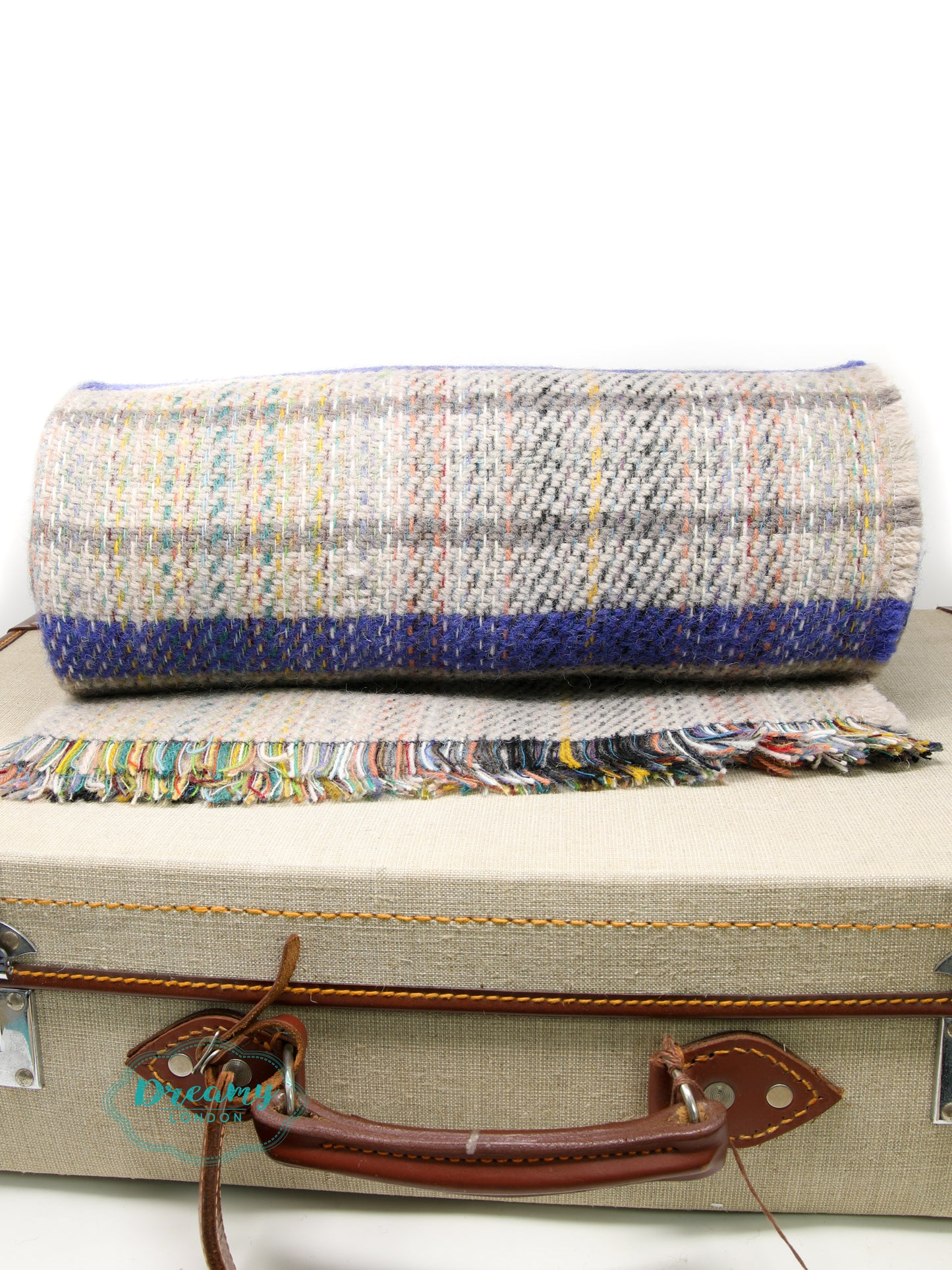 Riley Purple-Cream Recycled Wool Blanket