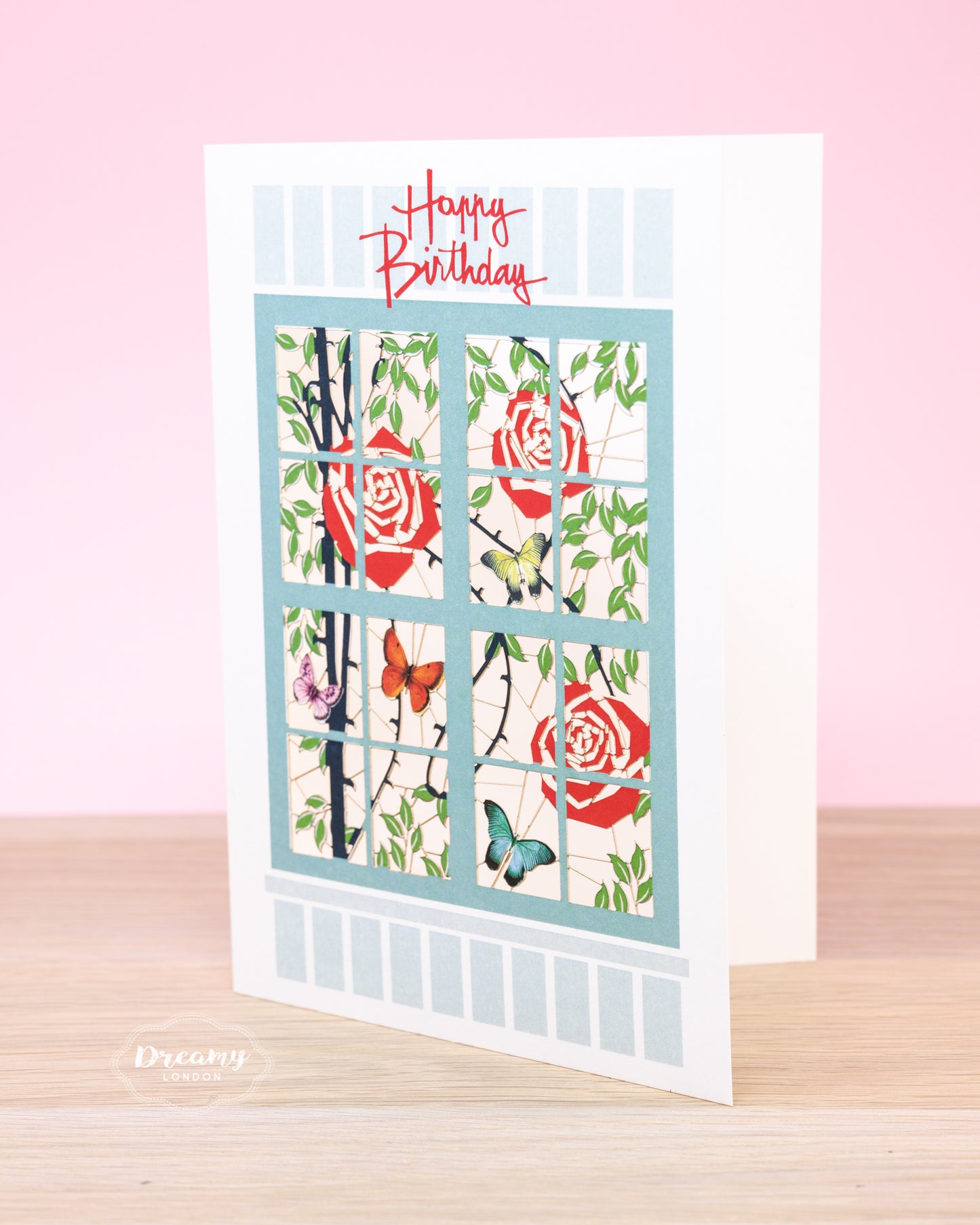 Rose Window Birthday Card - Laser-cut Greeting Card - Dreamy London