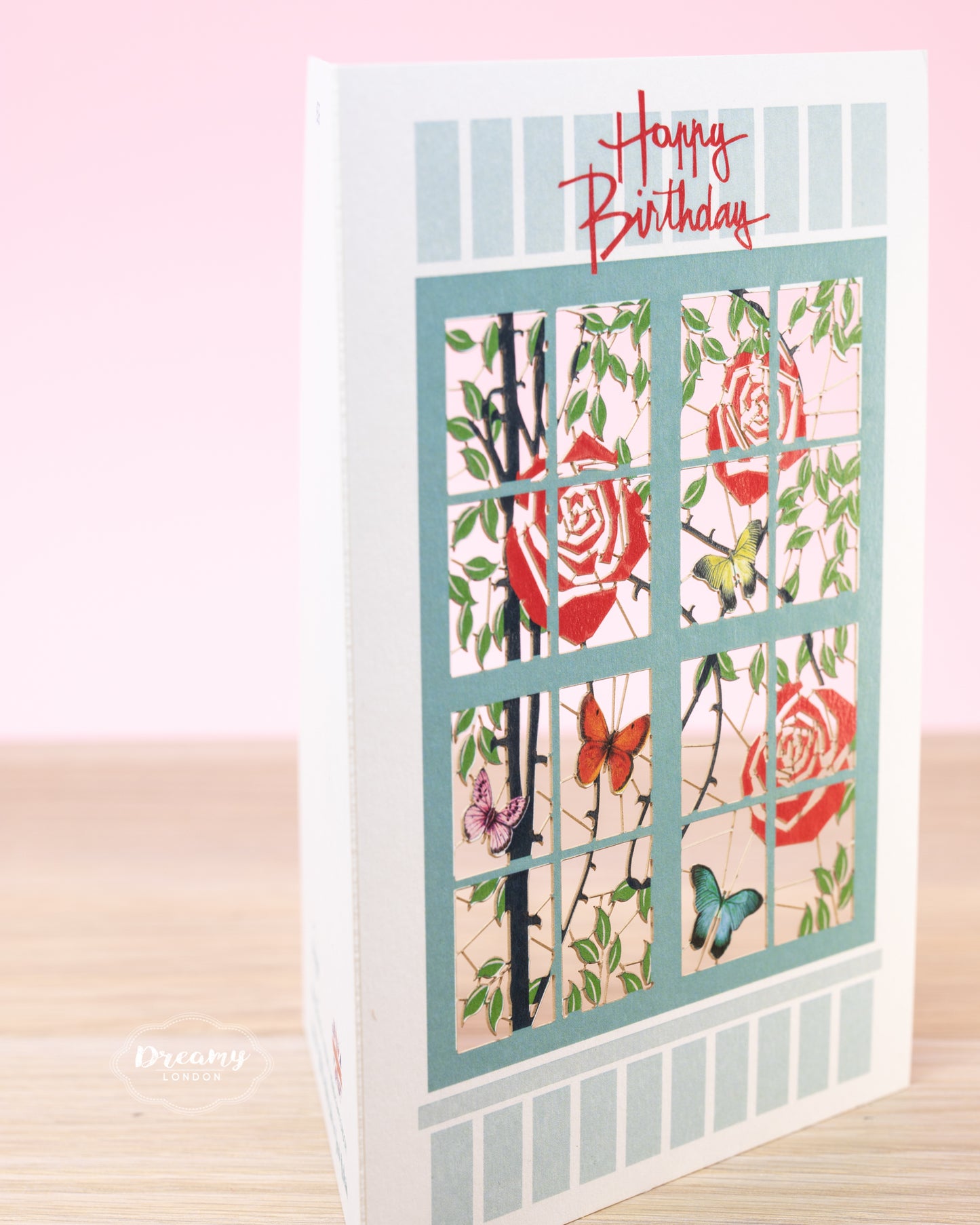 Rose Window Birthday Card - Laser-cut Greeting Card - Dreamy London