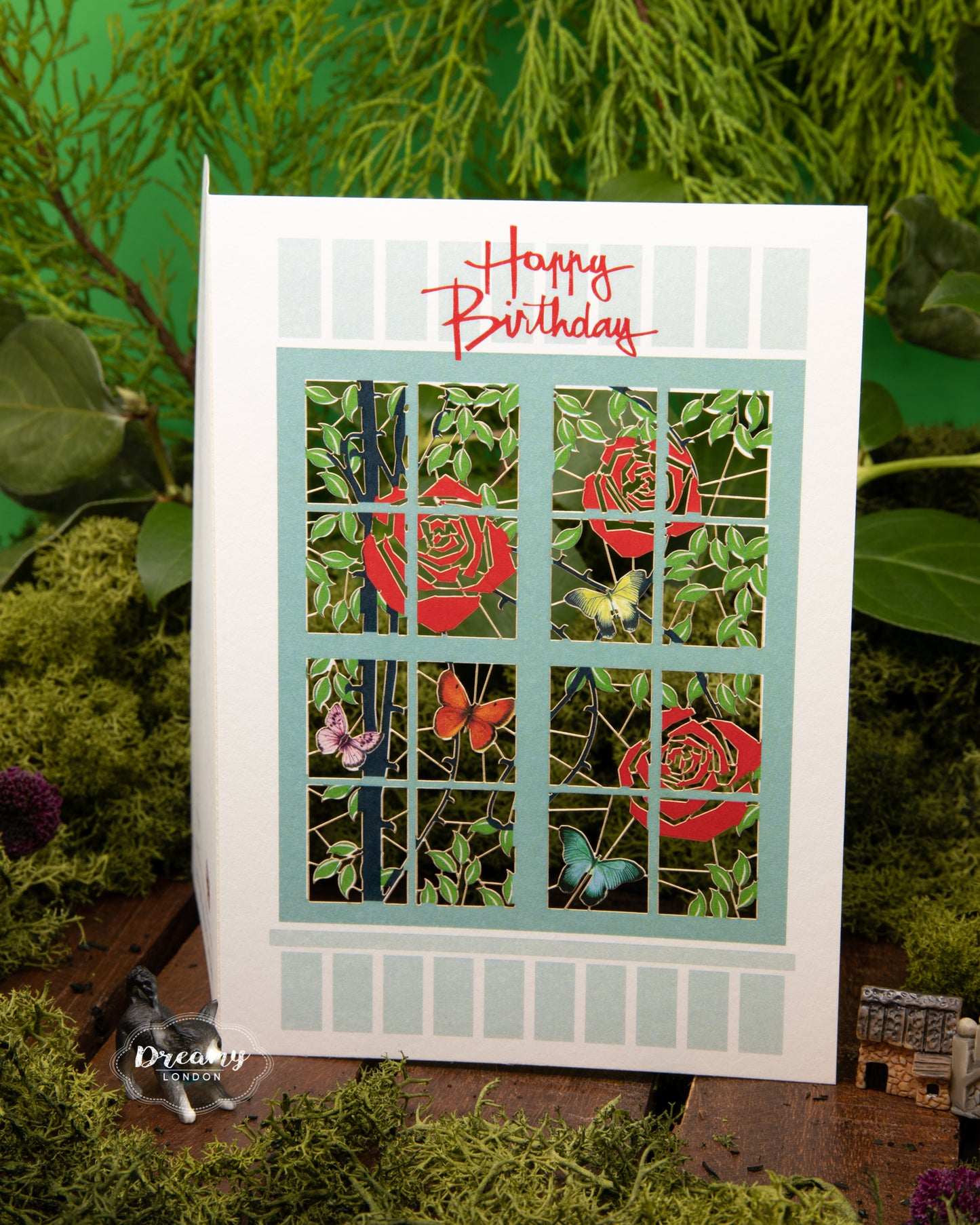 Rose Window Birthday Card - Laser-cut Greeting Card - Dreamy London