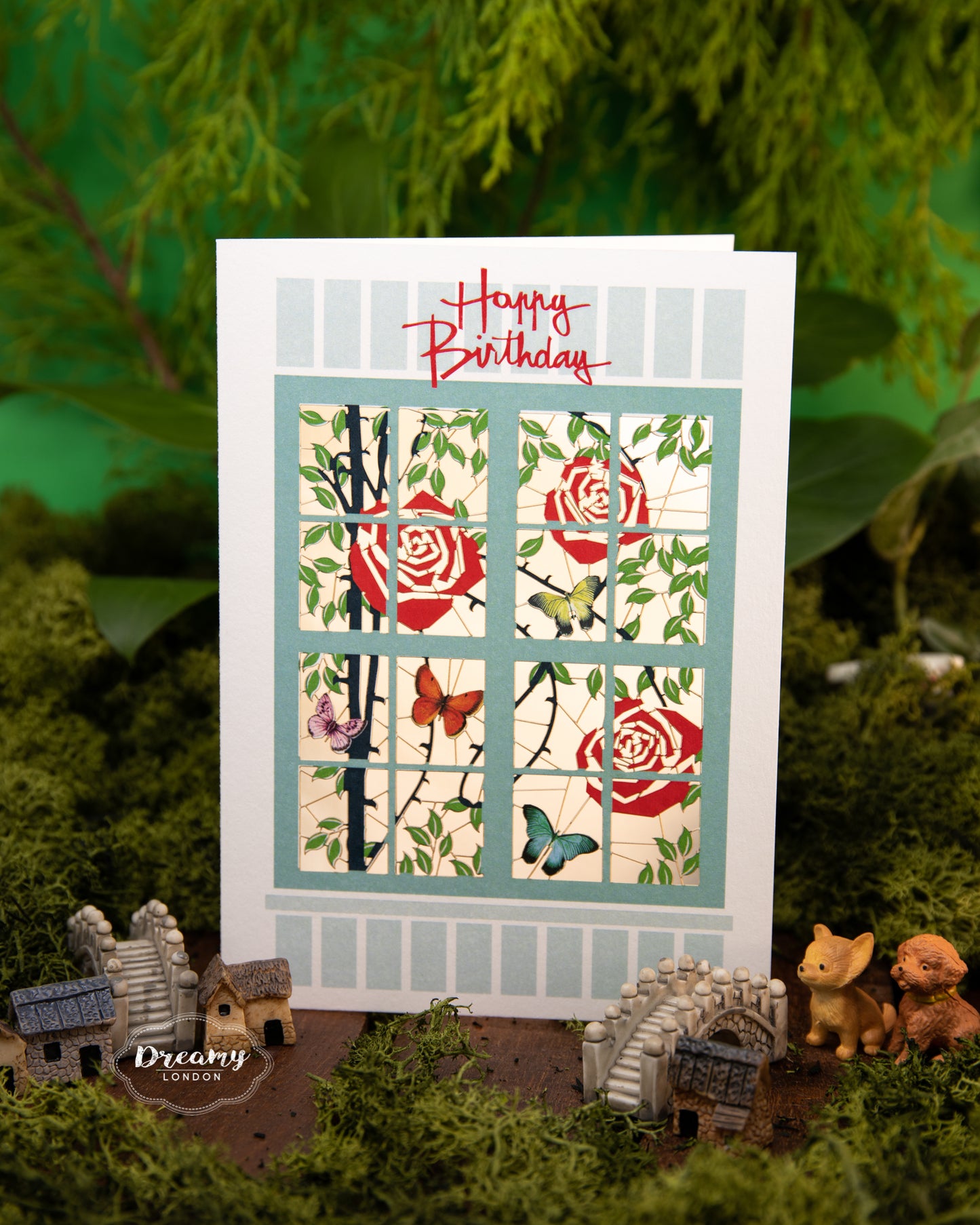 Rose Window Birthday Card - Laser-cut Greeting Card - Dreamy London
