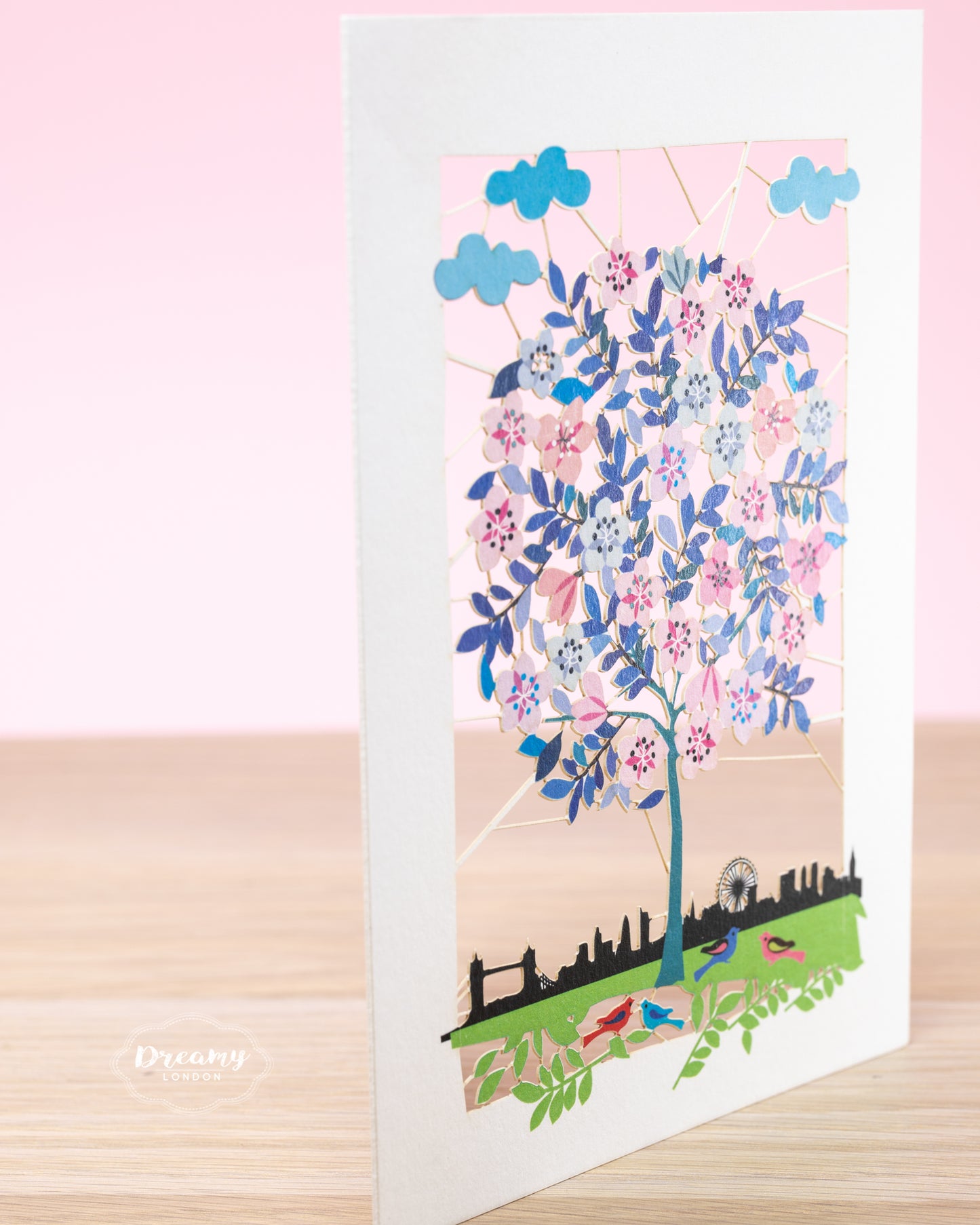 London Tree of Life Greeting Card, Greeting Card with floral tree of life and London Eye, tourist spot card, travel junkie greeting card - dreamylondon
